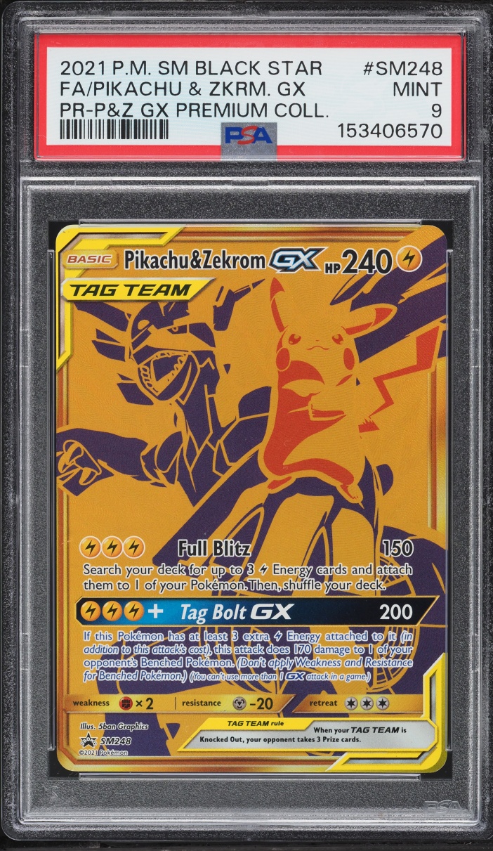 2021 Pokemon Sun & Moon Promo Premium Collection Full Art Pikachu & Zekrom GX #SM248 PSA 9 MINT