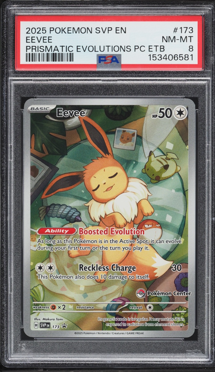 2025 Pokemon Scarlet & Violet Promo Prismatic Evolutions Center Eevee #173 PSA 8 NM-MT