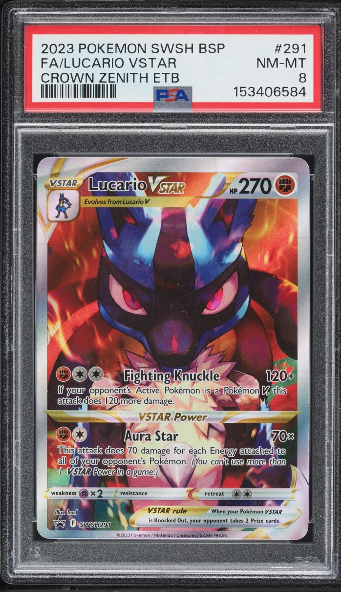 2023 Pokemon Sword & Shield Promo Crown Zenith ETB Lucario VSTAR #SWSH291 PSA 8 NM-MT