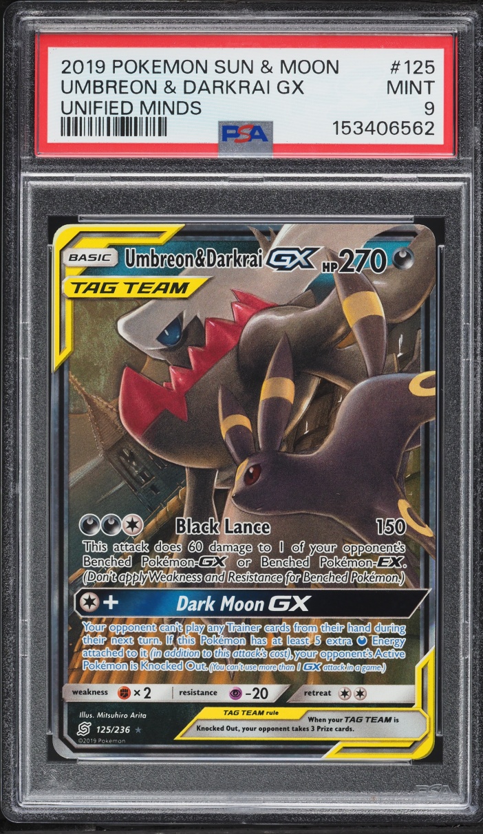2019 Pokemon Sun & Moon Unified Minds Holo Umbreon & Darkrai GX #125 PSA 9 MINT
