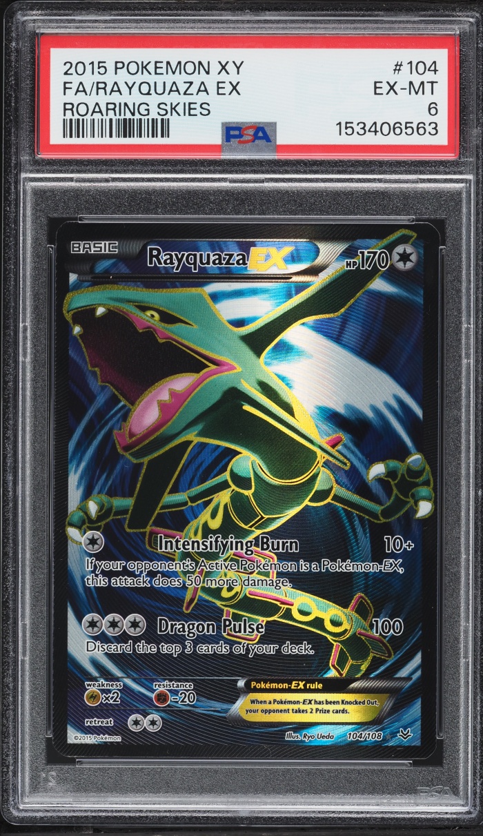 2015 Pokemon XY Roaring Skies Full Art Rayquaza EX #104 PSA 6 EXMT