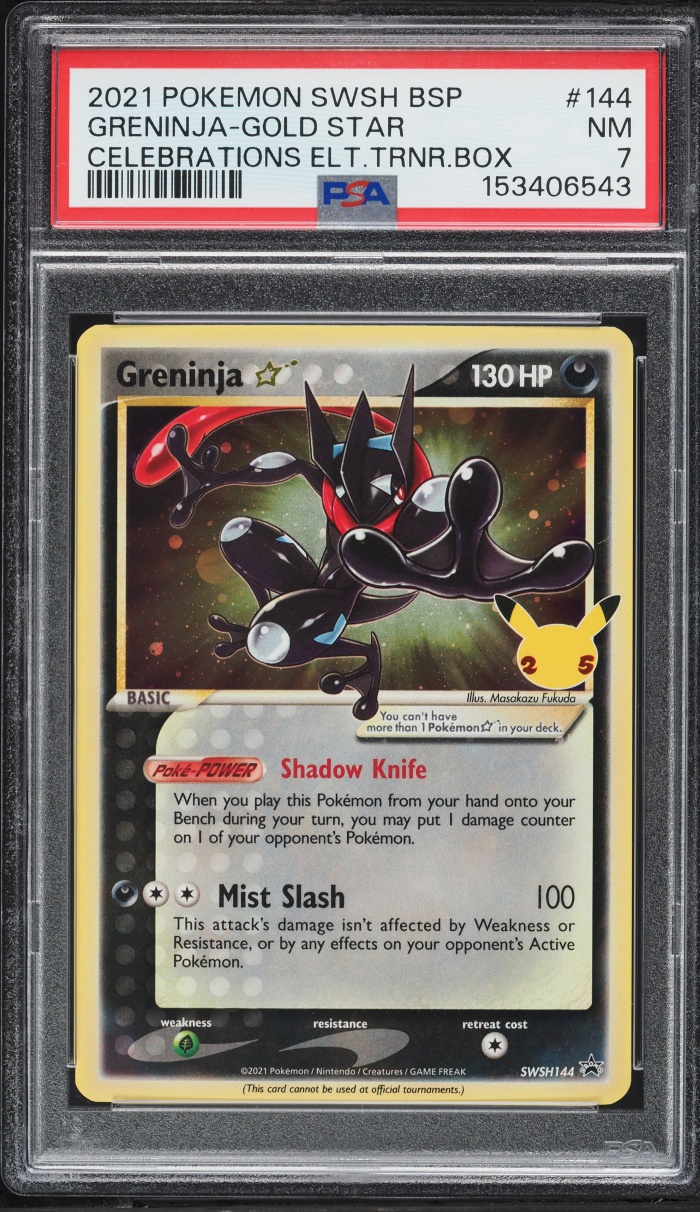 2021 Pokemon Sword & Shield Promo Celebrations ETB Holo Greninja Gold Star #144 PSA 7 NRMT