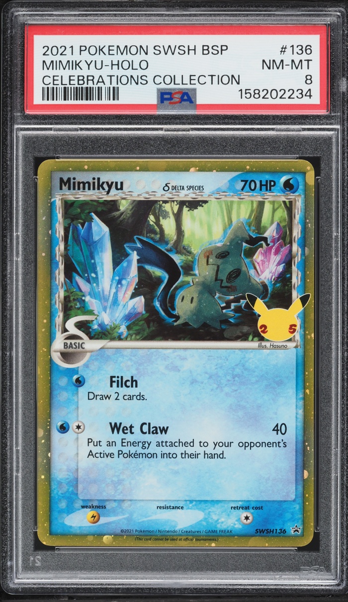 2021 Pokemon Sword & Shield Promo Celebrations Collection Holo Mimikyu #136 PSA 8 NM-MT