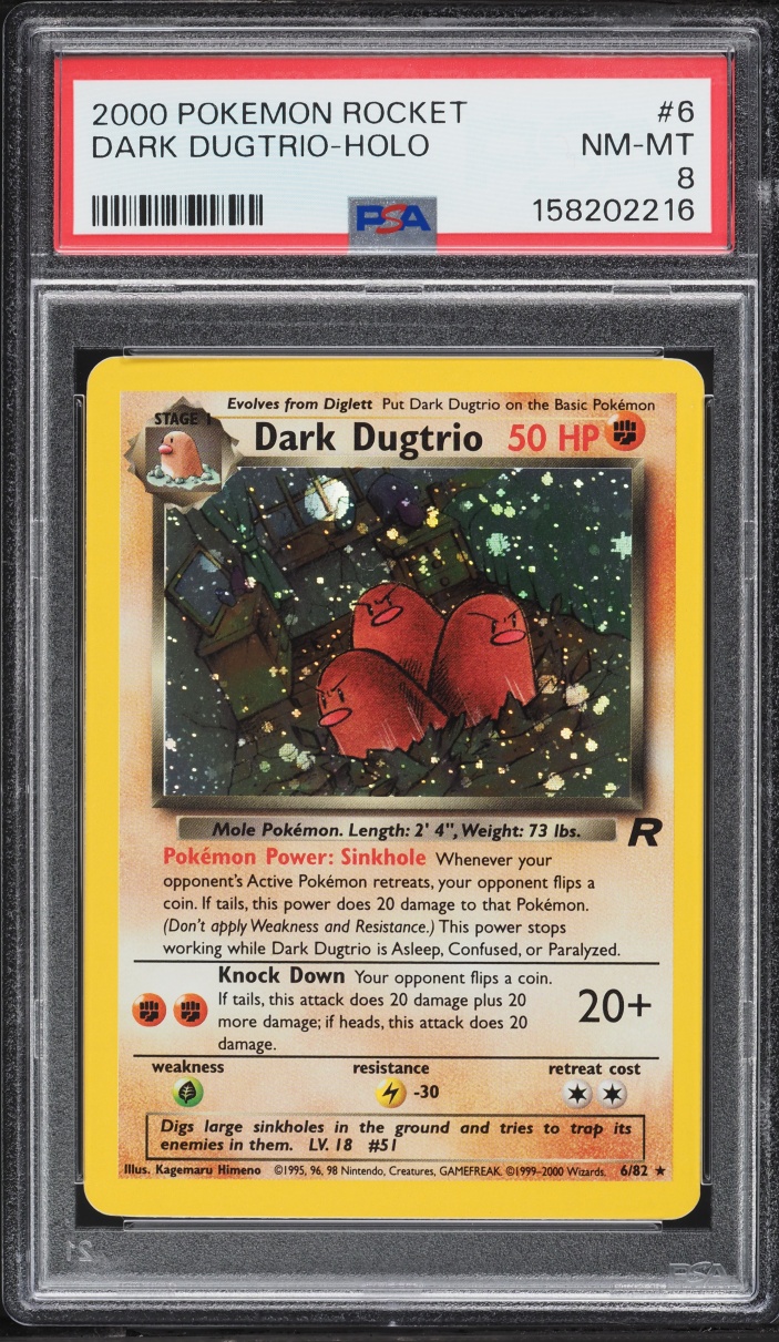 2000 Pokemon Team Rocket Holo Dark Dugtrio #6 PSA 8 NM-MT