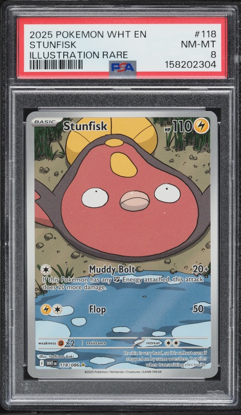 2025 Pokemon Scarlet & Violet White Flare IR Stunfisk #118 PSA 8 NM-MT