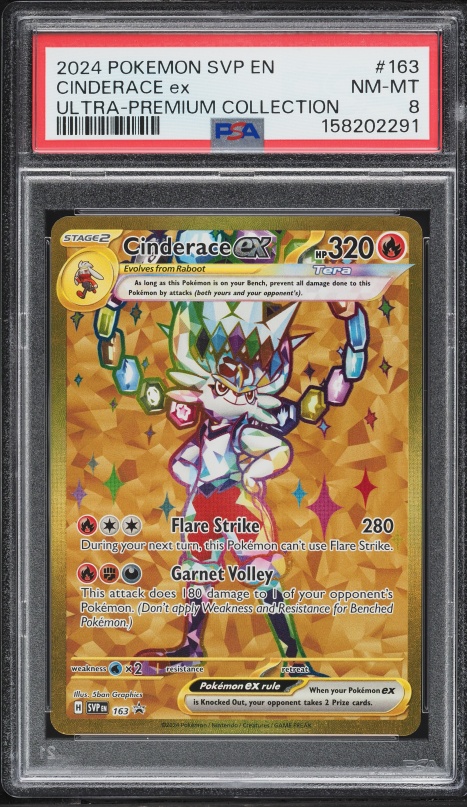 2024 Pokemon Scarlet & Violet Promo Ultra Premium Gold Rare Cinderace Ex #163 PSA 8 NM-MT