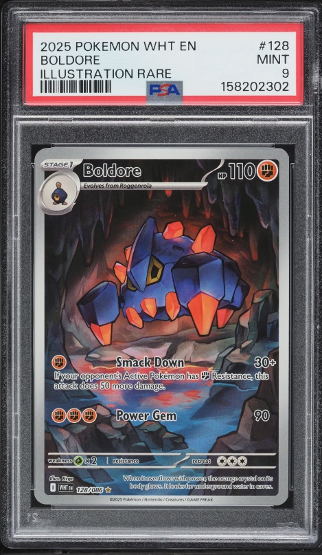 2025 Pokemon Scarlet & Violet White Flare IR Boldore #128 PSA 9 MINT