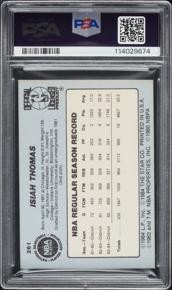 1984 Star Basketball Isiah Thomas ROOKIE #261 PSA 6 EXMT