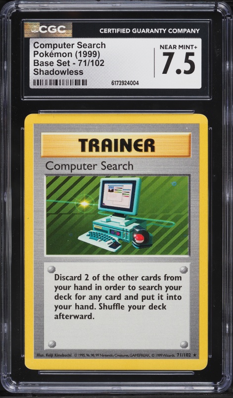 1999 Pokemon Base Set Shadowless Computer Search #71 CGC 7.5 NRMT+