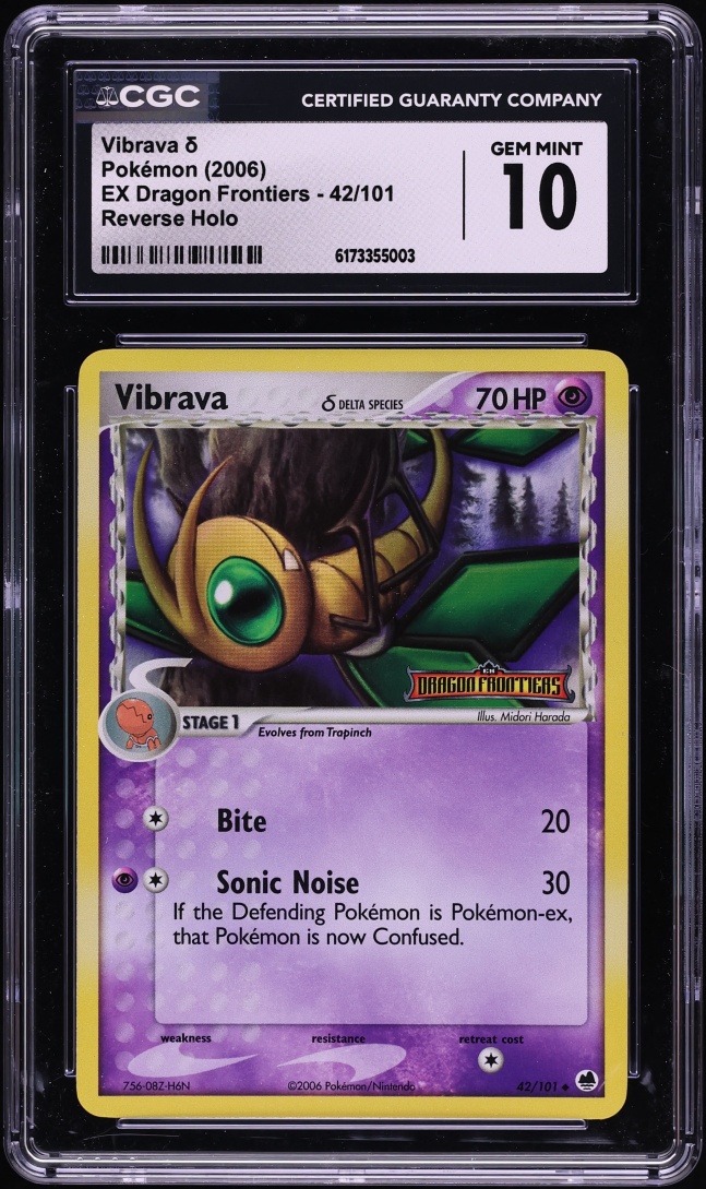 2006 Pokemon EX Dragon Frontiers Reverse Holo Vibrava #42 CGC 10 GEM MINT