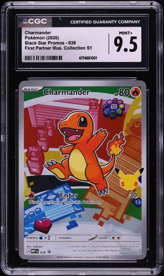 2026 Pokemon Mega Promo First Partner Illustration S1 Full Art Charmander #38 CGC 9.5 MINT+
