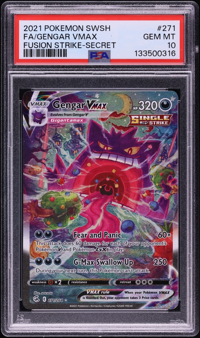 2021 Pokemon Sword & Shield Fusion Strike SEC Gengar VMAX #271 PSA 10 GEM MINT