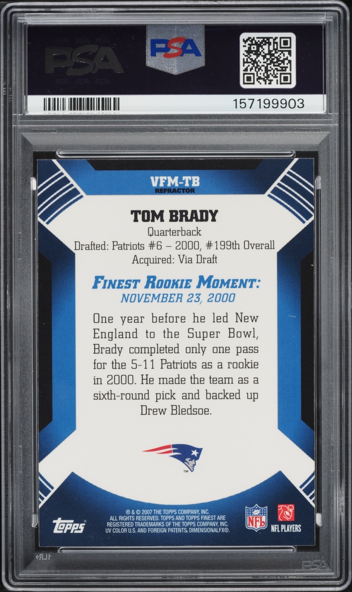 2007 Finest Moments Refractor Tom Brady #VFM-TB PSA 9 MINT