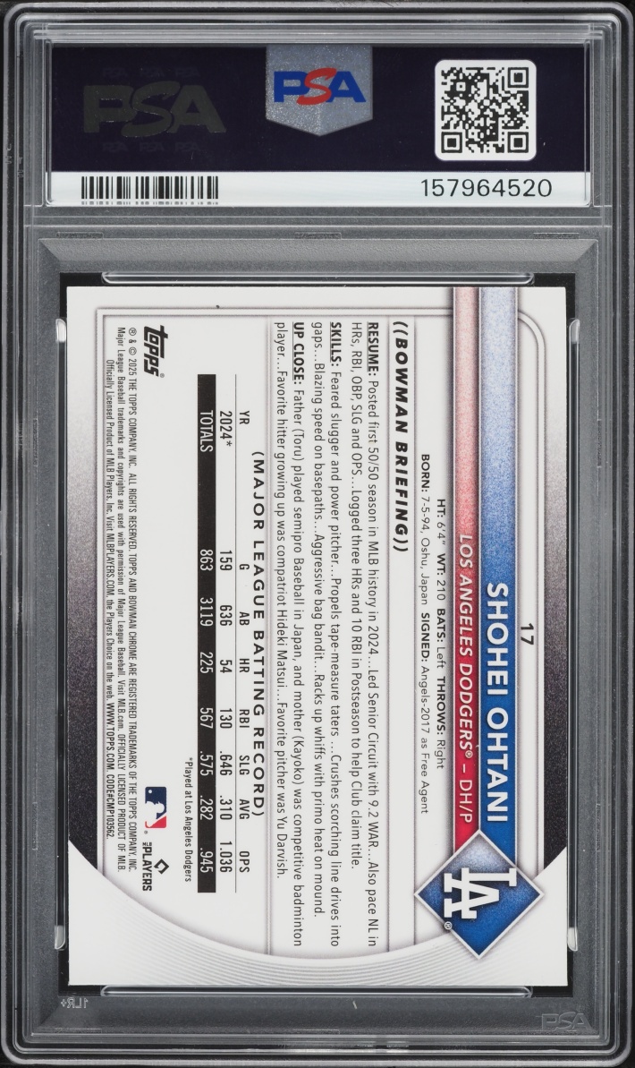 2025 Bowman Chrome Mega Box Shohei Ohtani #17 PSA 9 MINT
