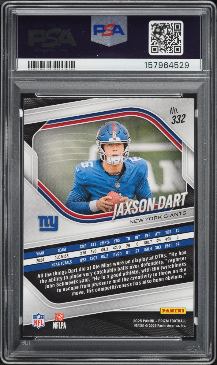 2025 Panini Prizm Jaxson Dart ROOKIE #332 PSA 9 MINT