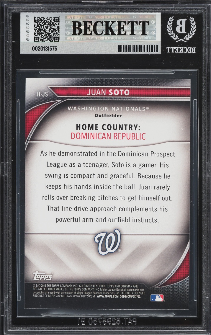 2016 Bowman International Ink Juan Soto PROSPECT #II-JS BGS 9 MINT