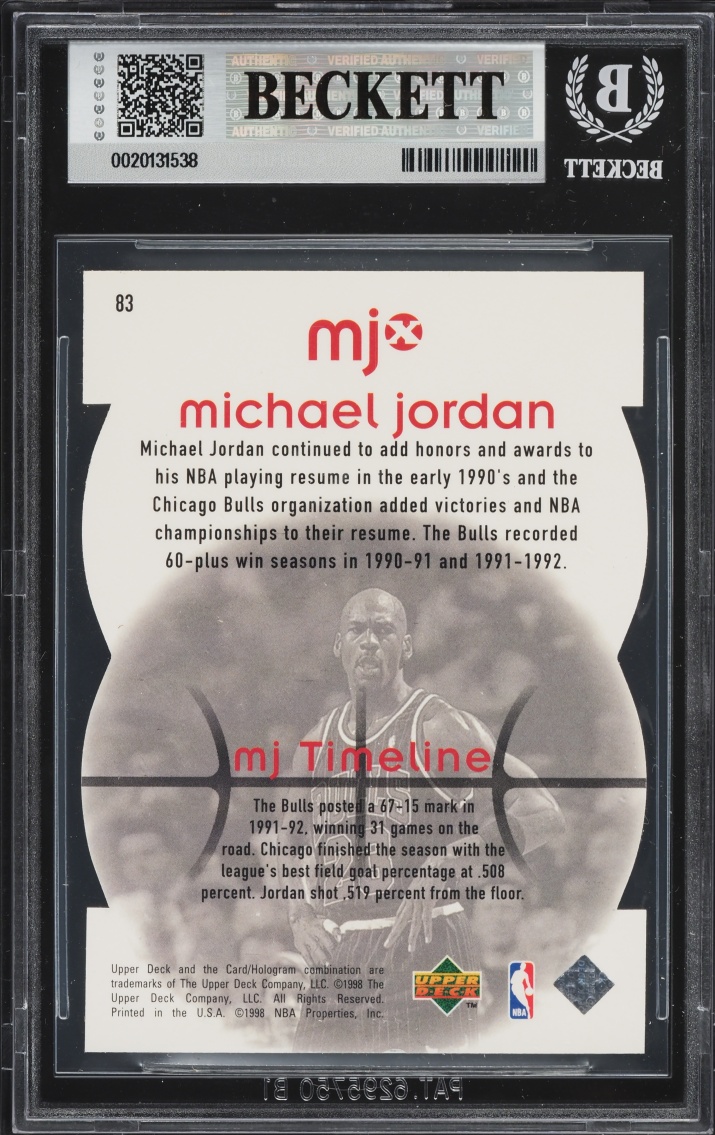 1998 Upper Deck MJX Timepieces Red Michael Jordan /2300 #83 BGS 9 MINT