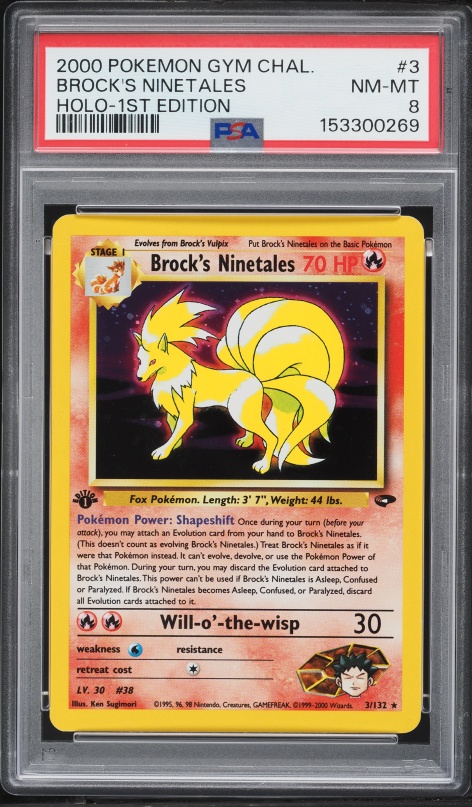 2000 Pokemon Gym Challenge 1st Edition Holo Brock's Ninetales #3 PSA 8 NM-MT