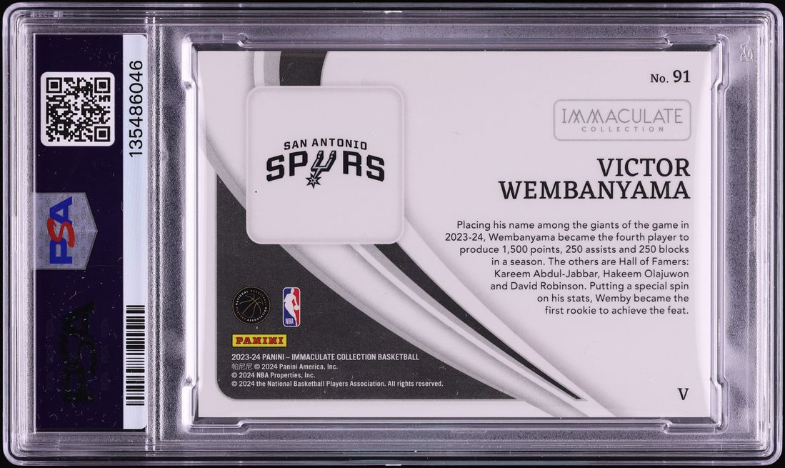 2023 Immaculate Collection Red Victor Wembanyama ROOKIE /49 #91 PSA 10 GEM MINT