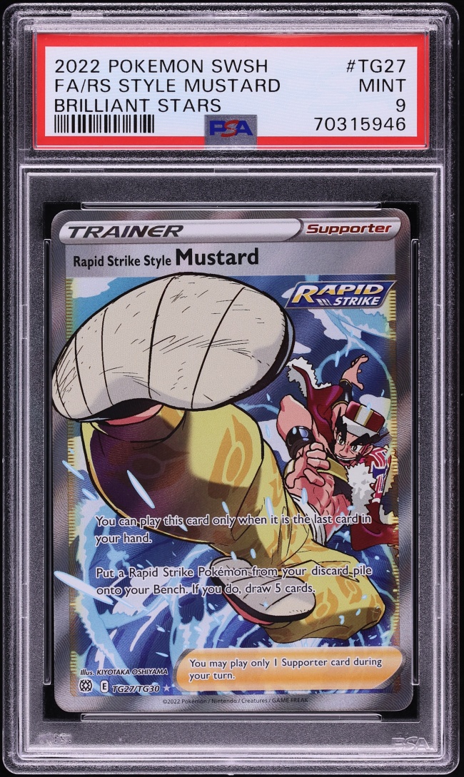 2022 Pokemon Sword & Shield Brilliant Stars Full Art Rapid Strike Style Mustard #TG27 PSA 9