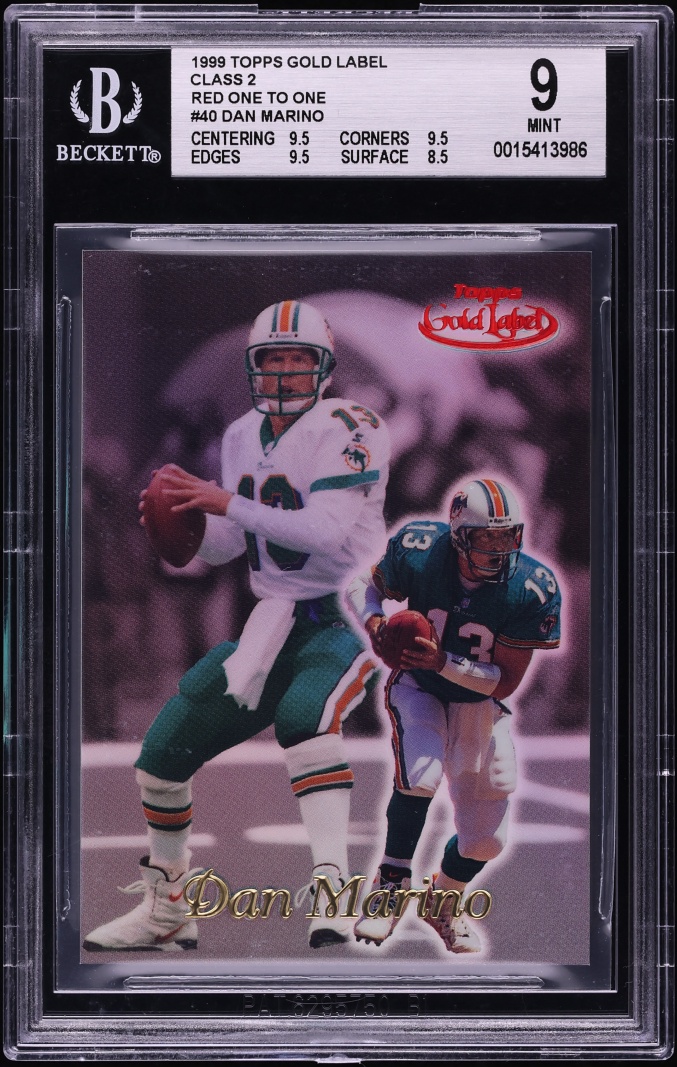 1999 Topps Gold Label Class 2 Red One To One Dan Marino 1/1 #40 BGS 9 MINT