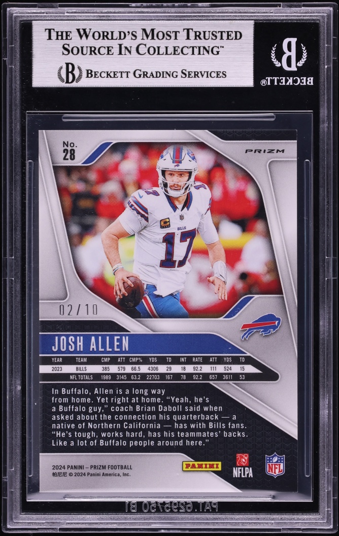 2024 Panini Prizm Gold Josh Allen /10 #28 BGS 9 MINT