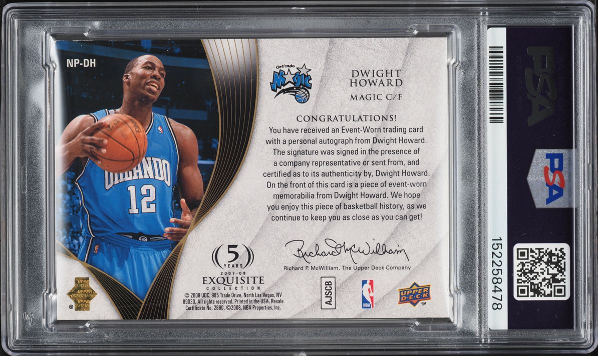 2007 Exquisite Collection Noble Nameplates Dwight Howard PATCH AUTO /25 #NP-DH PSA 8 NM-MT