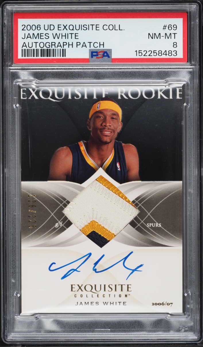 2006 Exquisite Collection James White ROOKIE PATCH AUTO /225 #69 PSA 8 NM-MT