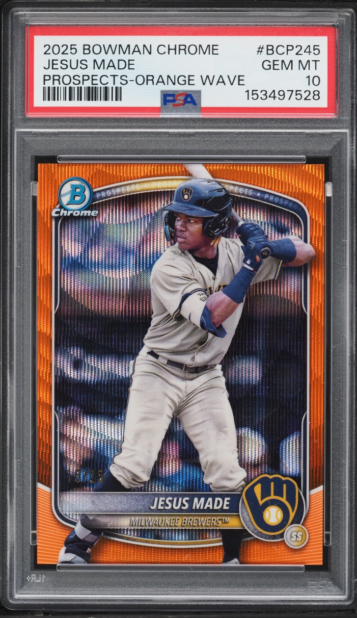 2025 Bowman Chrome Orange Wave Jesus Made PROSPECT /25 #BCP245 PSA 10 GEM MINT