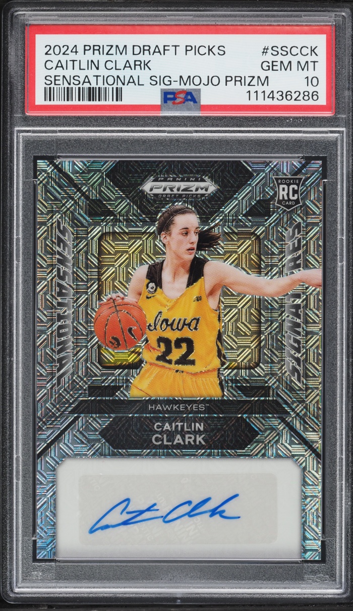 2024 Panini Prizm Draft Picks Sensational Mojo Caitlin Clark RC AUTO /25 #SSCCK PSA 10 GEM MINT