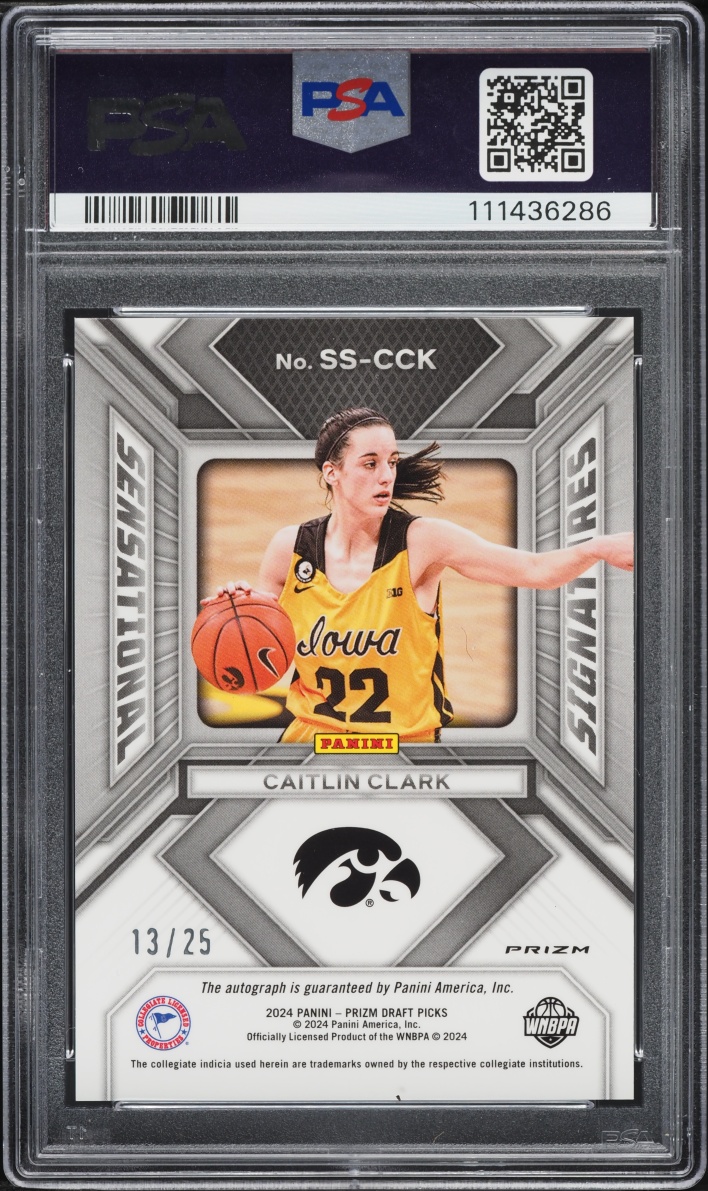 2024 Panini Prizm Draft Picks Sensational Mojo Caitlin Clark RC AUTO /25 #SSCCK PSA 10 GEM MINT