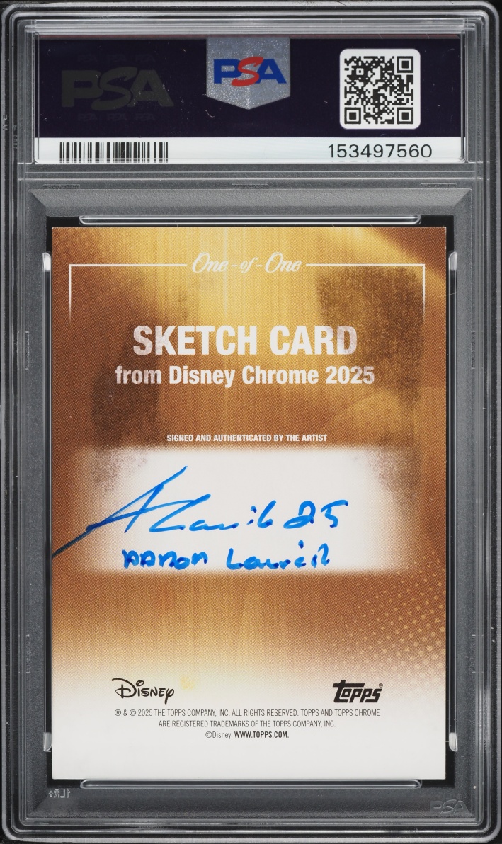 2025 Topps Chrome Disney Sketch Cards Gold Snow White Aaron Laurich AUTO PSA 8 NM-MT