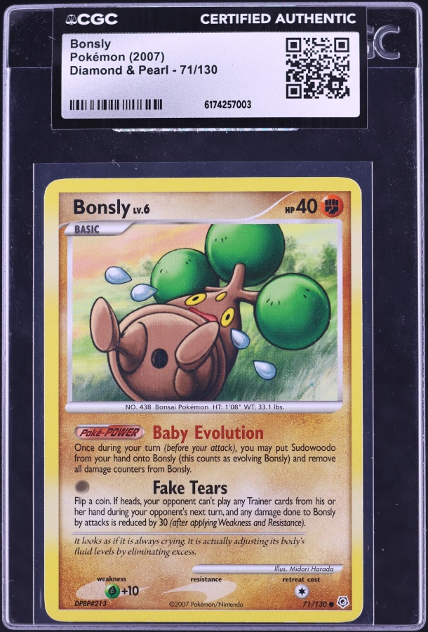 bonsly pokemon cards Bonsly (71/130) [Diamond & Pearl: Base Set] Moderately Played