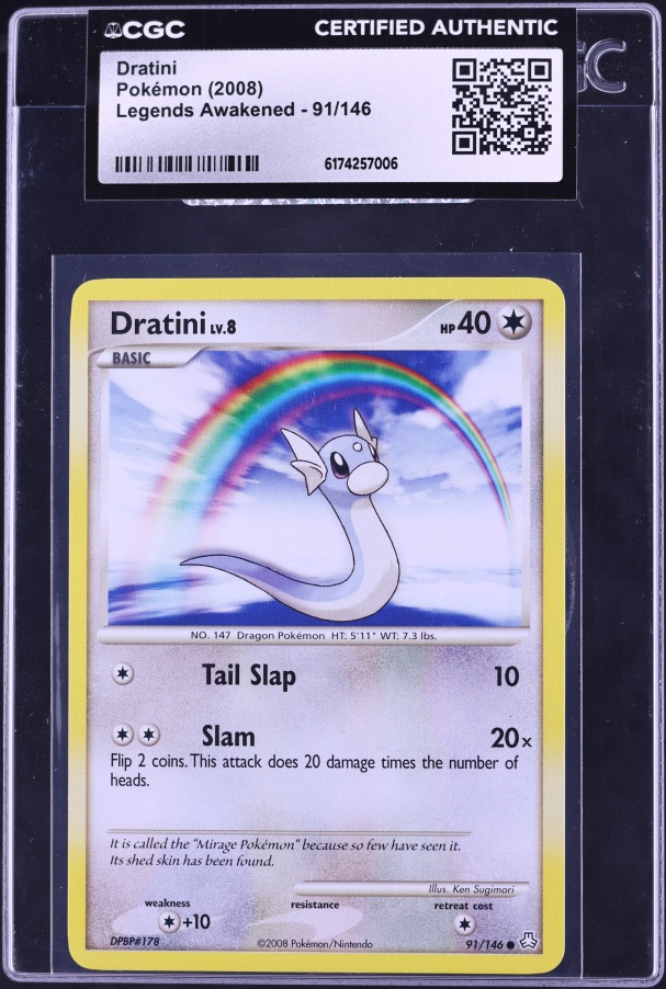 2008 Pokemon Diamond & Pearl Legends Awakened Dratini #91 CGC AUTH