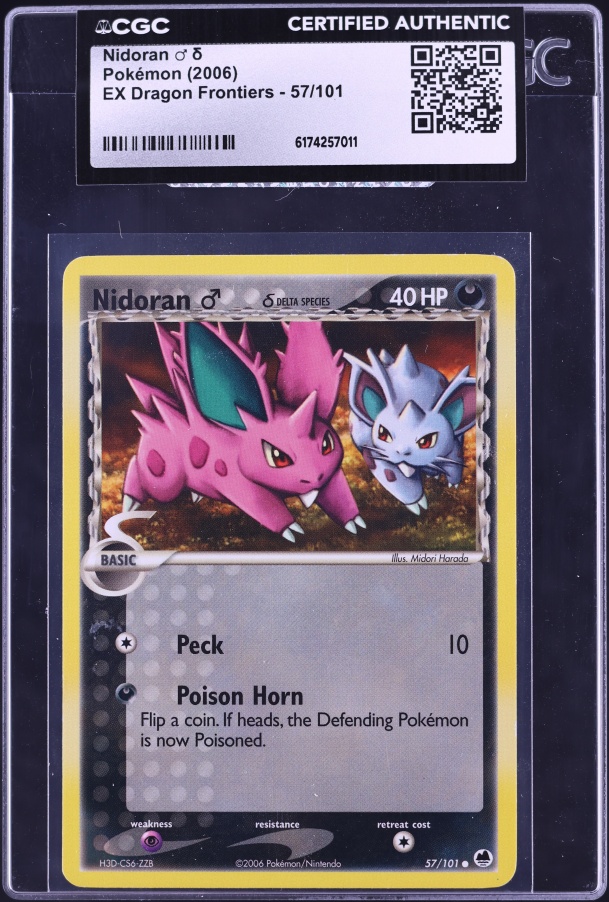 2006 Pokemon Ex Dragon Frontiers Nidoran #57 CGC AUTH