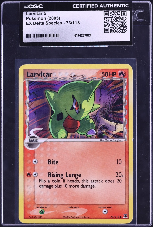 2005 Pokemon Ex Delta Species Larvitar #73 CGC AUTH