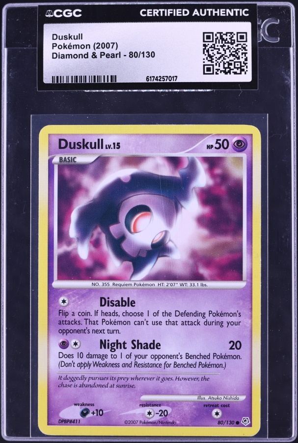 2007 Pokemon Diamond & Pearl Duskull #80 CGC AUTH