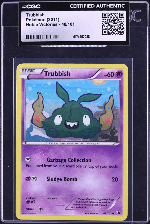 2011 Pokemon Noble Victories Trubbish #48 CGC AUTH