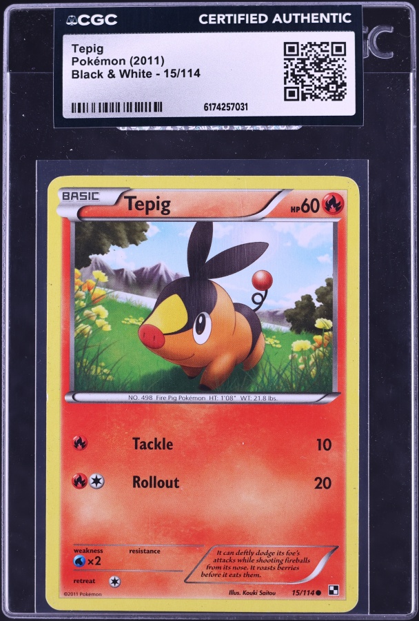 2011 Pokemon Black & White Tepig #15 CGC AUTH