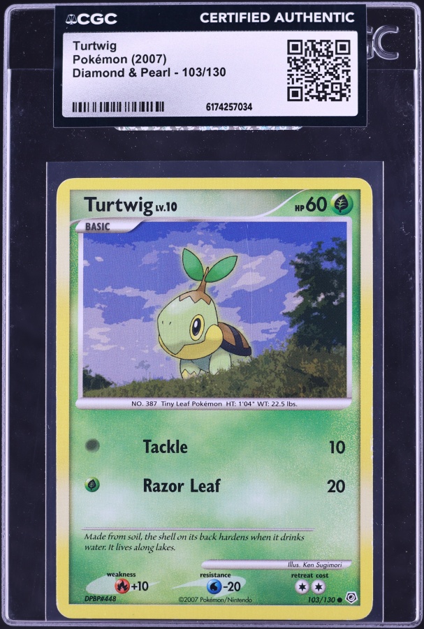 2007 Pokemon Diamond & Pearl Turtwig #103 CGC AUTH