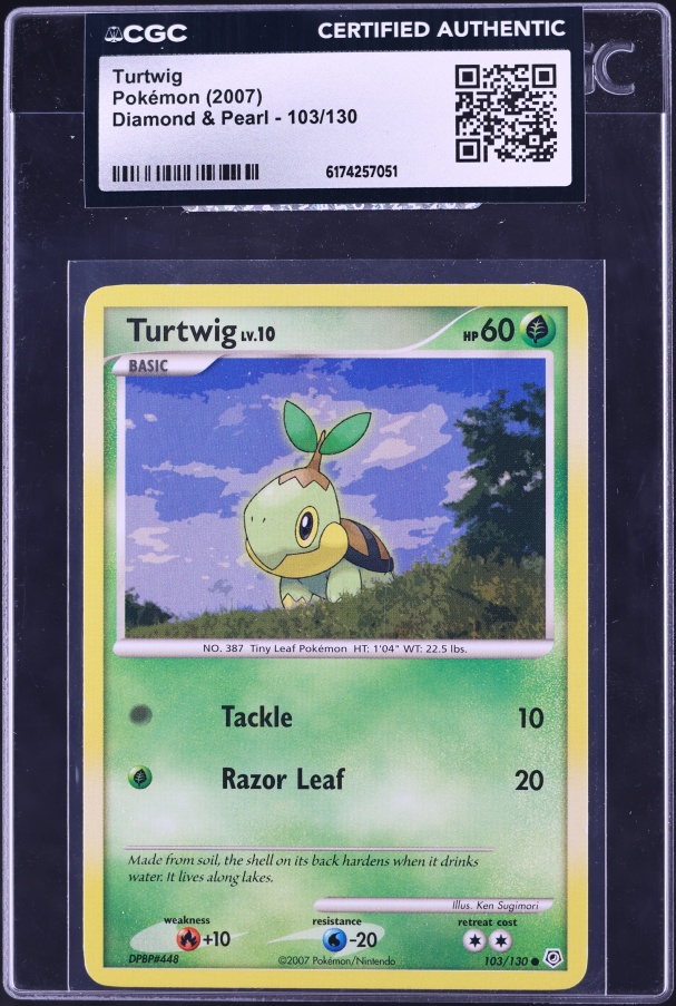 2007 Pokemon Diamond & Pearl Turtwig #103 CGC AUTH