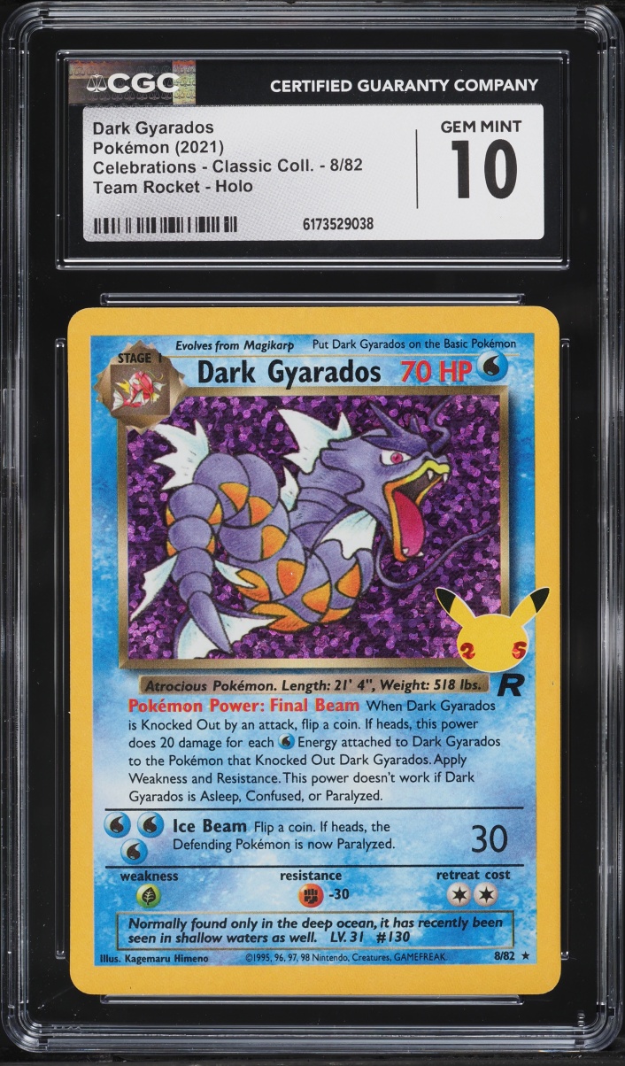 2021 Pokemon Sword & Shield Celebrations Classic Holo Dark Gyarados #8 CGC 10 GEM MINT