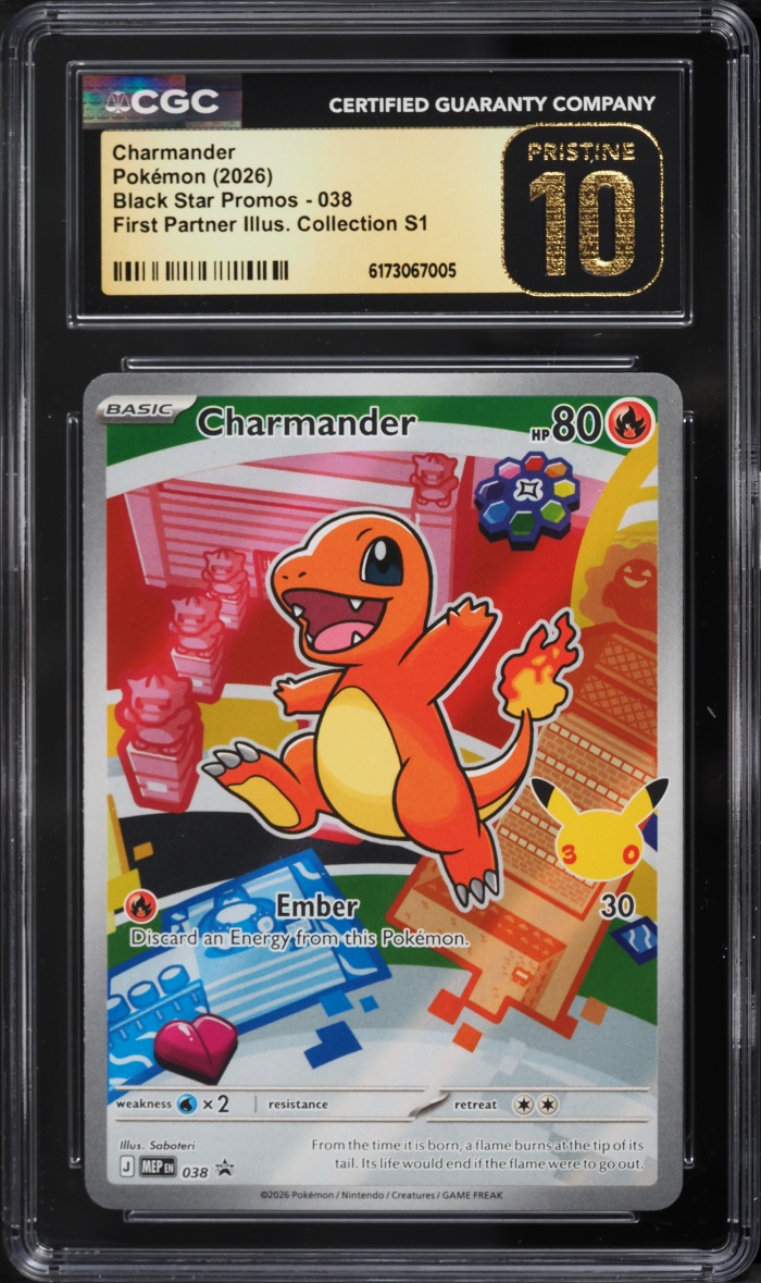 2026 Pokemon Mega Promo First Partner Illustration S1 Full Art Charmander #38 CGC 10 PRISTINE
