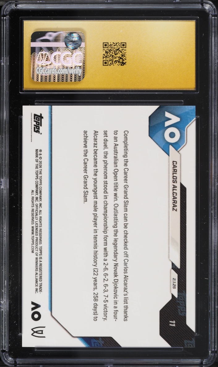 2026 Topps Now Tennis Carlos Alcaraz #11 CGC 10 PRISTINE