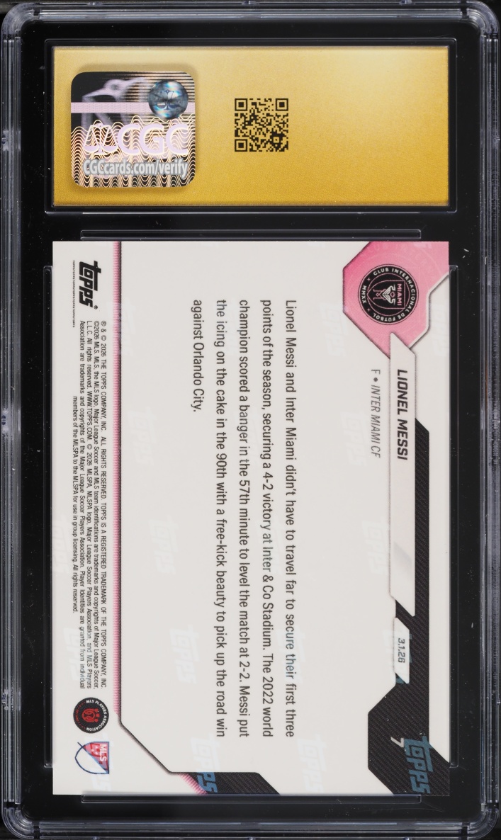 2026 Topps Now MLS Lionel Messi #7 CGC 10 PRISTINE