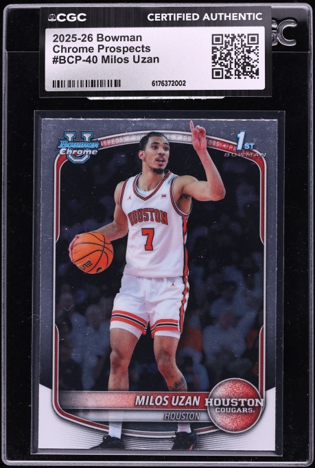 2025 Bowman Chrome University Milos Uzan ROOKIE #BCP-40 CGC AUTH