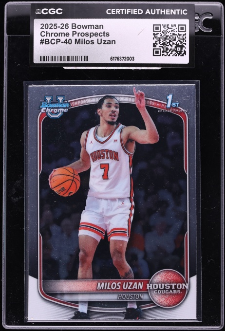 2025 Bowman Chrome University Milos Uzan ROOKIE #BCP-40 CGC AUTH