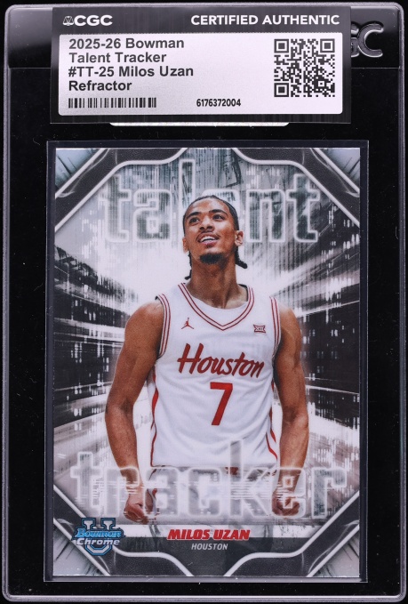 2025 Bowman Chrome University Talent Tracker Refractor Milos Uzan ROOKIE #TT-25 CGC AUTH