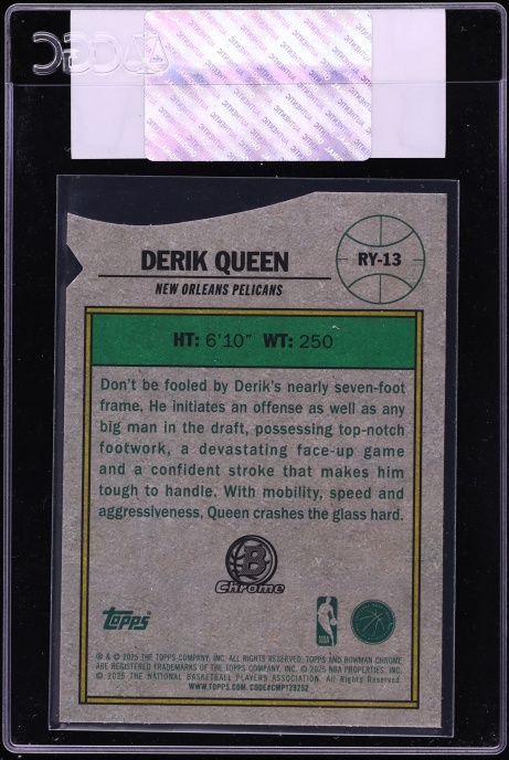 2025 Bowman Chrome ROY Favorites Die-Cut Derik Queen ROOKIE #RY-13 CGC AUTH