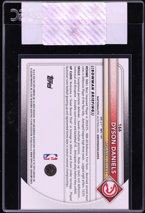 2025 Bowman Pink Dyson Daniels /175 #166 CGC AUTH